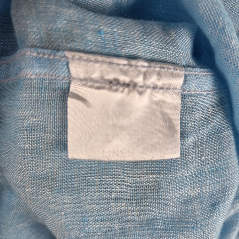 Tiki Napoli 100% Linen Blue Shirt Mens XL Long Sleeve Made in Italy Casual - Picture 9 of 13